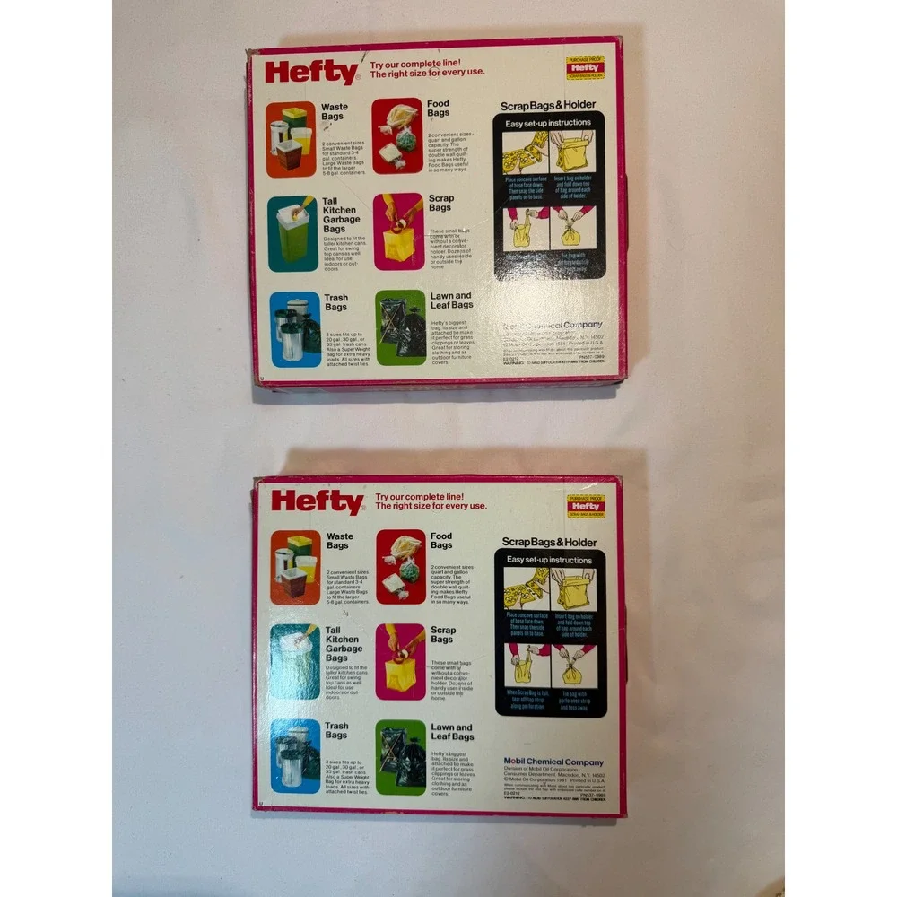 Vintage 1981 Hefty Scrap Bags & Holder 2 Boxes 25 Count Each Leakproof Retro
